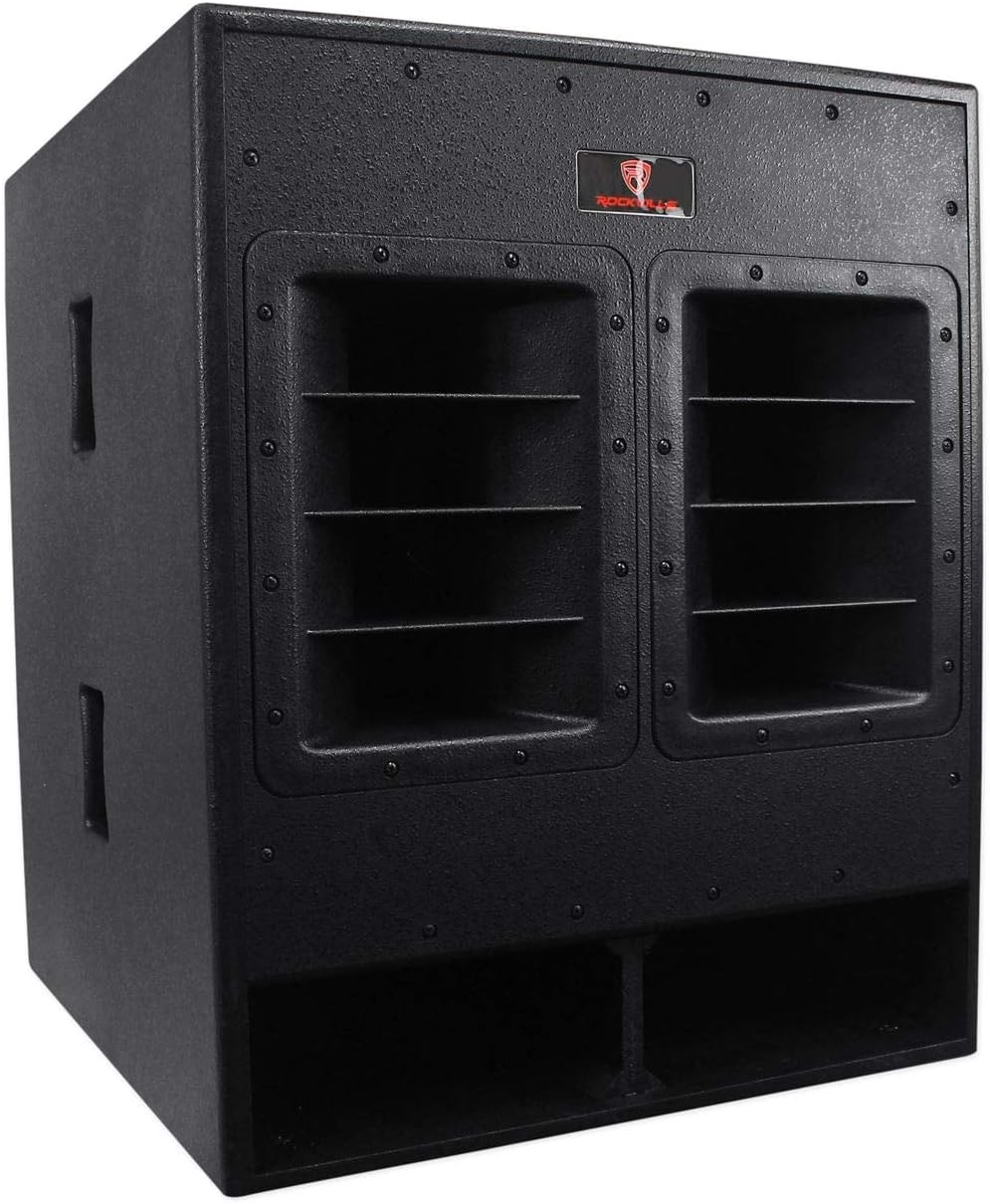 Rockville RBG18FA 3000-Watt Folded-Horn Active 18" Subwoofer, 750-Watt RMS, 25Hz-120Hz, Pole-Mount Socket, Locking Casters, for Live PA and DJ