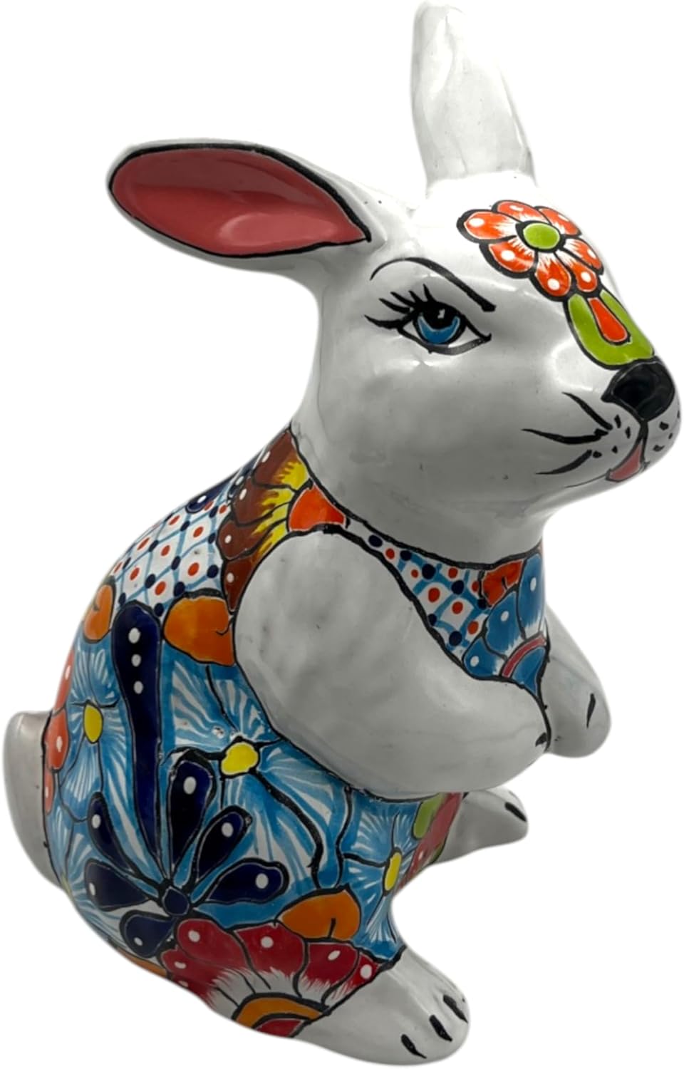 Talavera Bunny Statue | Colorful Hand-Painted Mexican Rabbit Decor
