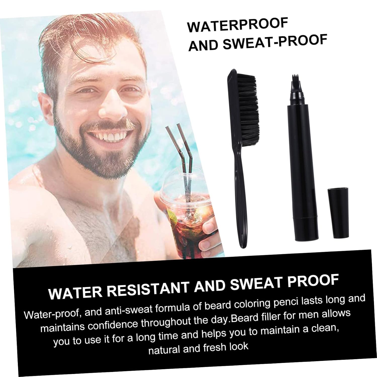1set Beard Care Coloring Pen and Brush for Easy Shaping and Styling Compact Design for Go Use Natural Finish for Professional Results