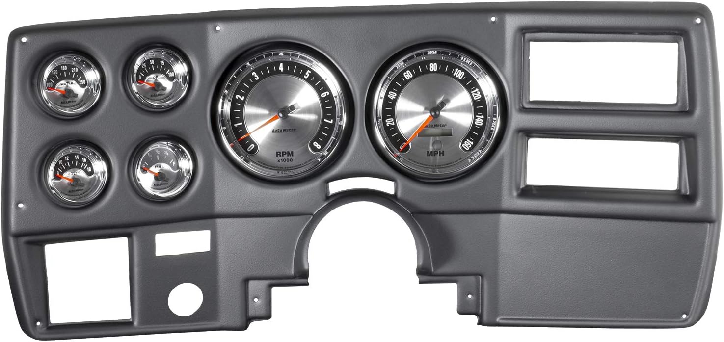 Auto Meter 7027 Complete Dash 6 Gauge Kit for Chevy Truck/Suburban 1973-1983, Tach/Mph/Fuel/Oilp/Wtmp/Volt, American Muscle