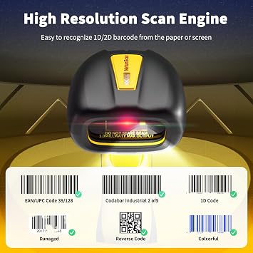 NetumScan Industrial Bluetooth QR Barcode Scanner, IP67 Waterproof & 7M Drop Proof, 2600mAh Wireless 1D 2D Bar Code Scanner with Charging Stand for Store, POS, Computer, iPhone, Android RD-1288(NS)