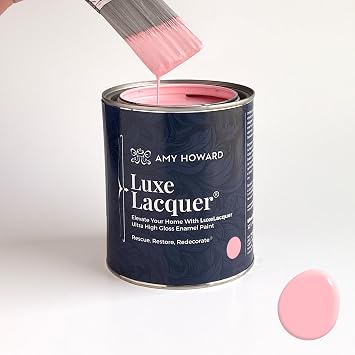AMY HOWARD AT HOME LuxeLacquer Paint Peony Blossom Ultra High-Gloss Designer Paint for Furniture, Cabinetry, Walls, Trim, and More. Made in the USA. Pink - High Gloss - 32 oz.