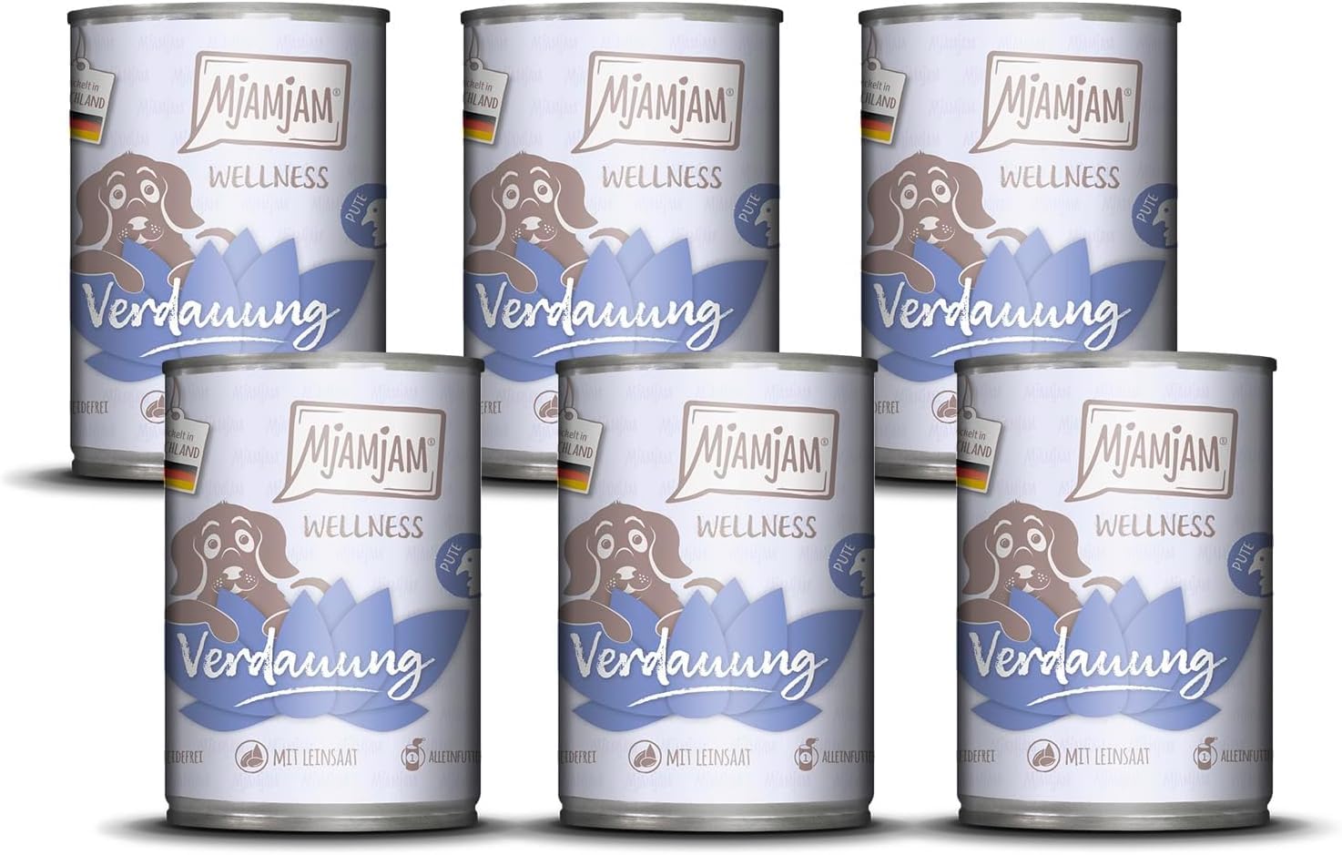 MjAMjAM - Premium Nassfutter für Hunde - Wellness - Verdauung - Pute, 6er Pack (6x400g), getreidefrei