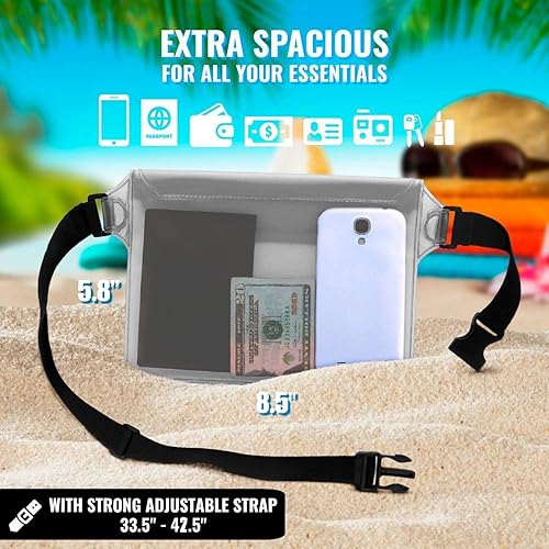 Miniatura 3 de AiRunTech Bolsa impermeable con correa para la cintura (paquete de 2)  Accesorios de playa, la mejor manera de mantener tu teléfono y objetos de