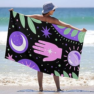 Maximum Softness Abstract Hamsa Hand Moon Planet Art Bath Towel for Home, Hotel, Spa, Beach Salon, Durable Oversized Bathrobe Towel, 50x30 inch