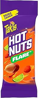Hot Nuts Flare Double Crunch Peanuts, Chili Pepper and Lime Artificially Flavored Peanuts, 3.2 Ounce Bag