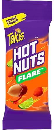 Takis Hot Nuts Flare Double Crunch Peanuts, Chili Pepper and Lime Artificially Flavored Peanuts, 3.2 Ounce Bag