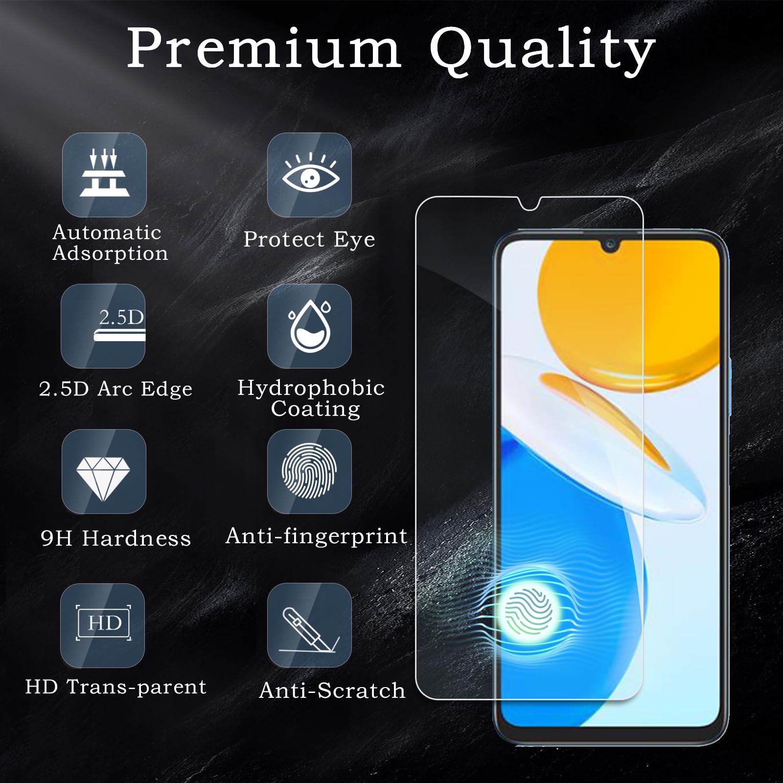 NEWTOP Vetro Temperato Per Honor X8A – 2 Pezzi, 0,33mm, Durezza 9H, Antiurto, Con Kit Applicazione
