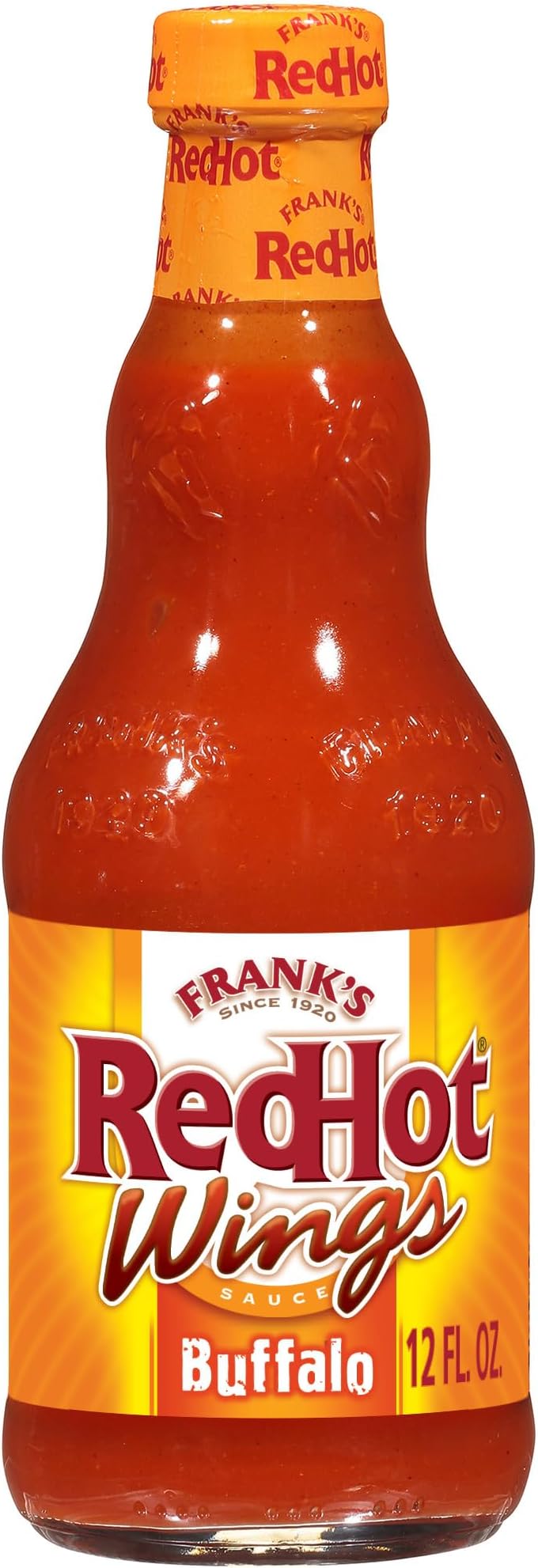 Frank's RedHot Wings Sauce, Buffalo, Ready-To-Use, Shake or Pour Over Wings, Sandwiches, Pizza, and More for Buffalo-Style Flavor, 12 fl oz