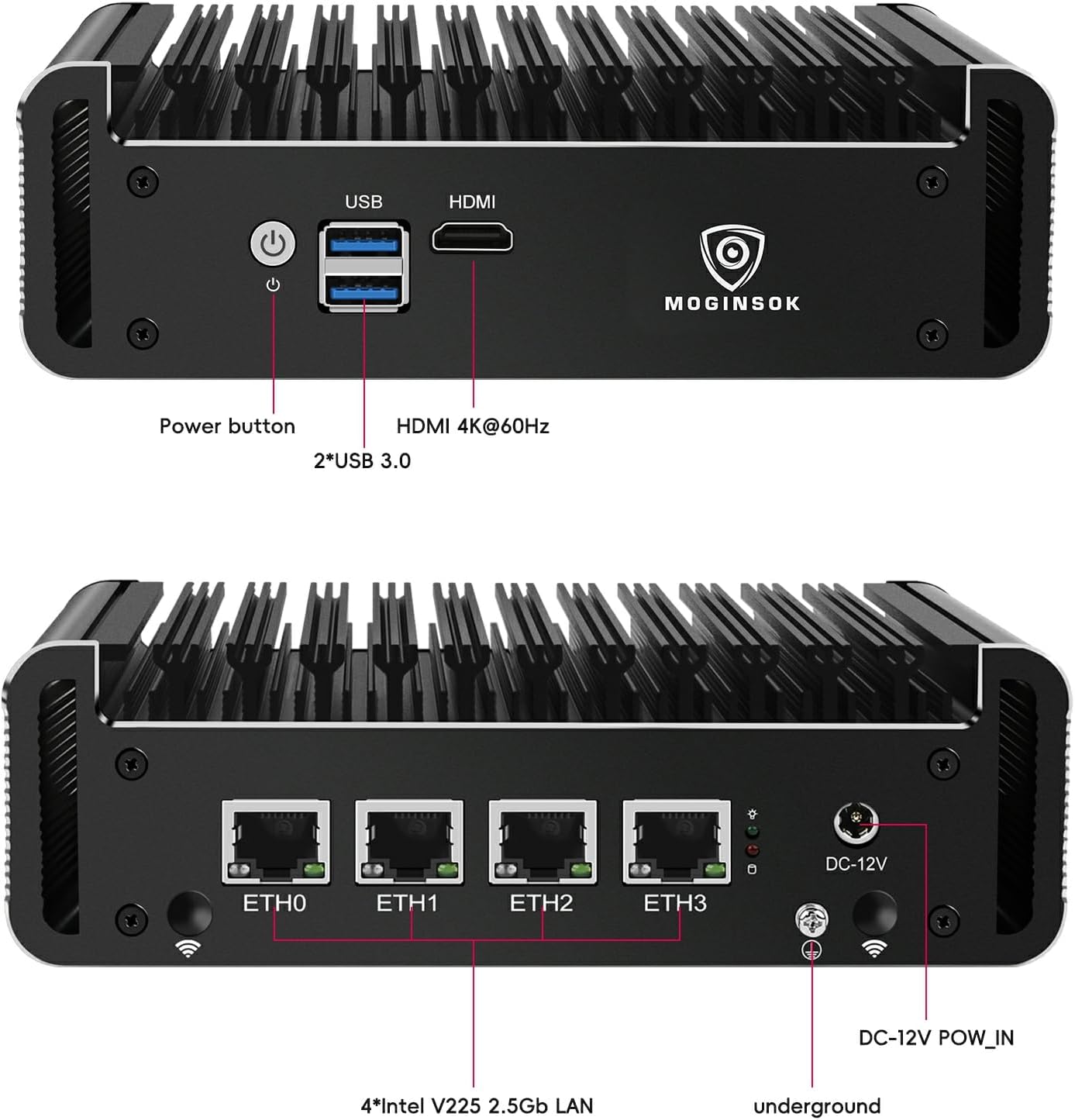 Firewall Appliance 2.5Gbe Intel Celeron N5095 Quad Core, 4*Intel I225-V LAN Fanless Mini PC 8G DDR4 128G M.2 NVMe Support PFSENSE Router/AES-NI/OPNsense