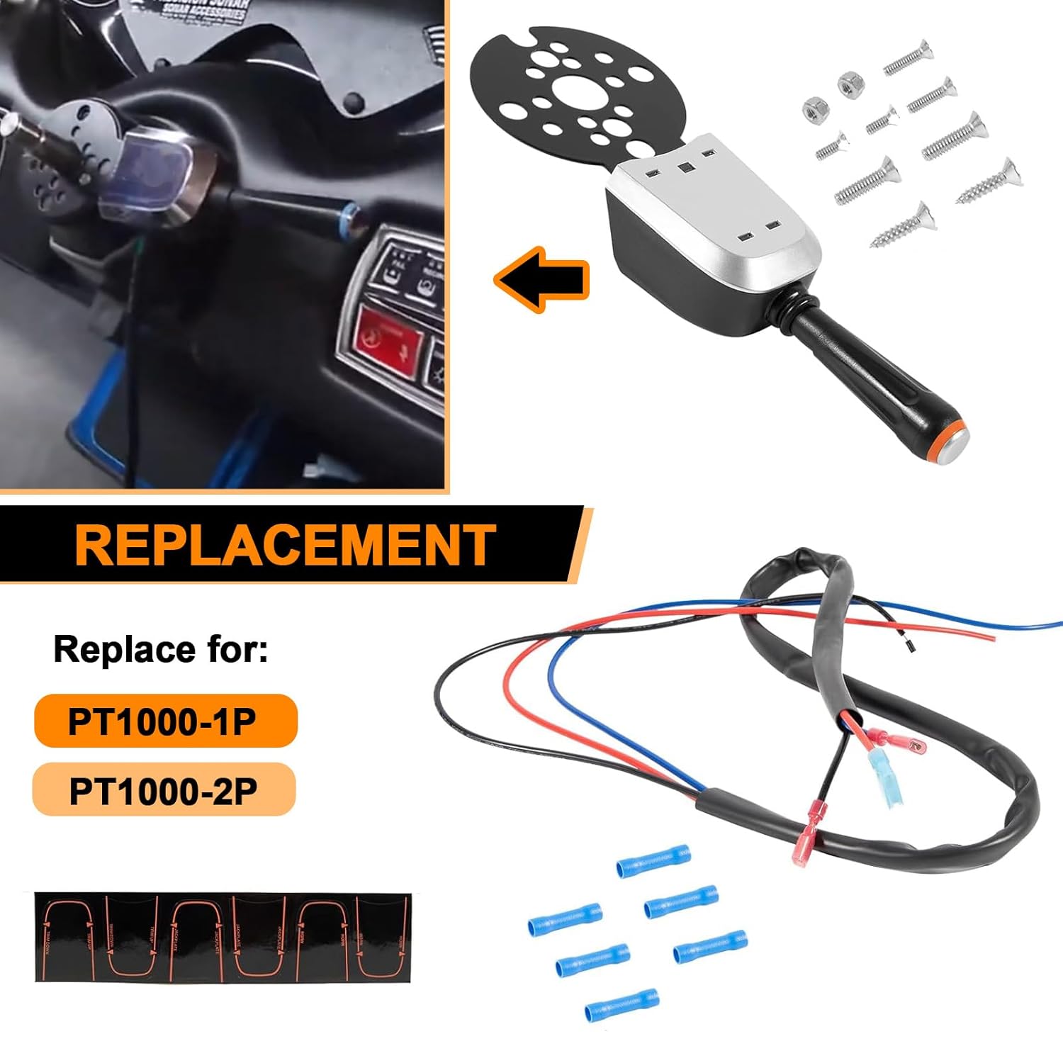 YMT PT1000-1P Bezel Control Switch Fit for Seastar Hydraulic, Cable and Tilt Steering, Blinker Trim Control System Single Function,Engine Trim/Jack Plate