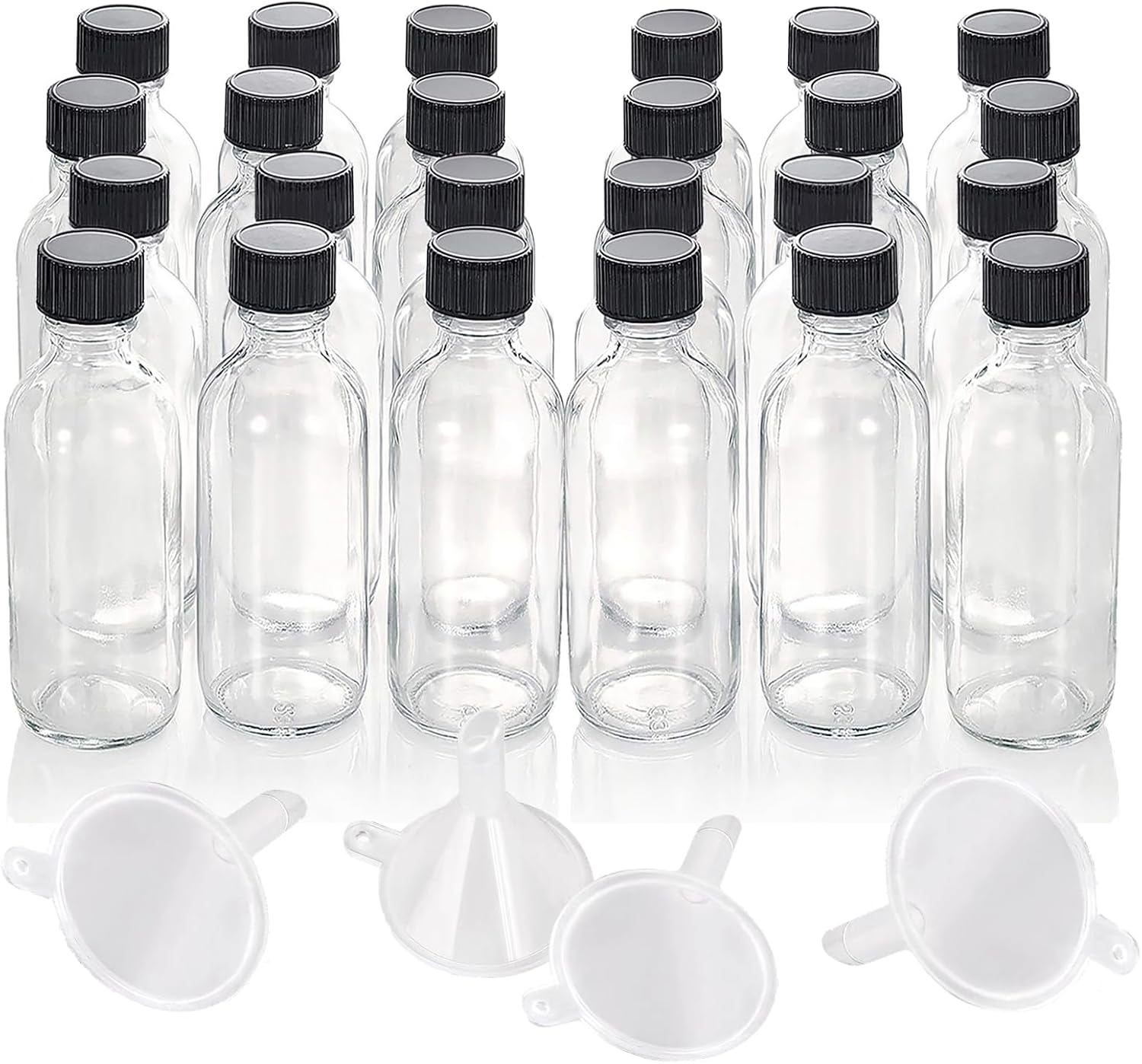 12 Pack 2oz Amber Glass Bottles for Vanilla Extract, Boston Round Leak-Proof Brown Glass Jars with Caps, Bonus Funnel - Ideal for Homemade Extracts, Essential Oils, DIY Christmas Party Gift Supplies