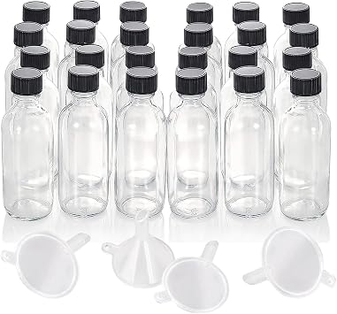 DIDITIME 24 Pack Shot Bottles with Caps 2 oz Glass Jars with Lids, Ginger Shot Bottles, Mini Glass Bottles for Ginger/Vanilla Extract, Juice, Oil, Wellness Shots, Hot Sauce