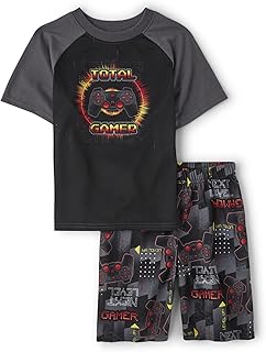 boys Short Sleeve Top and Shorts,2 Piece Pajama Set