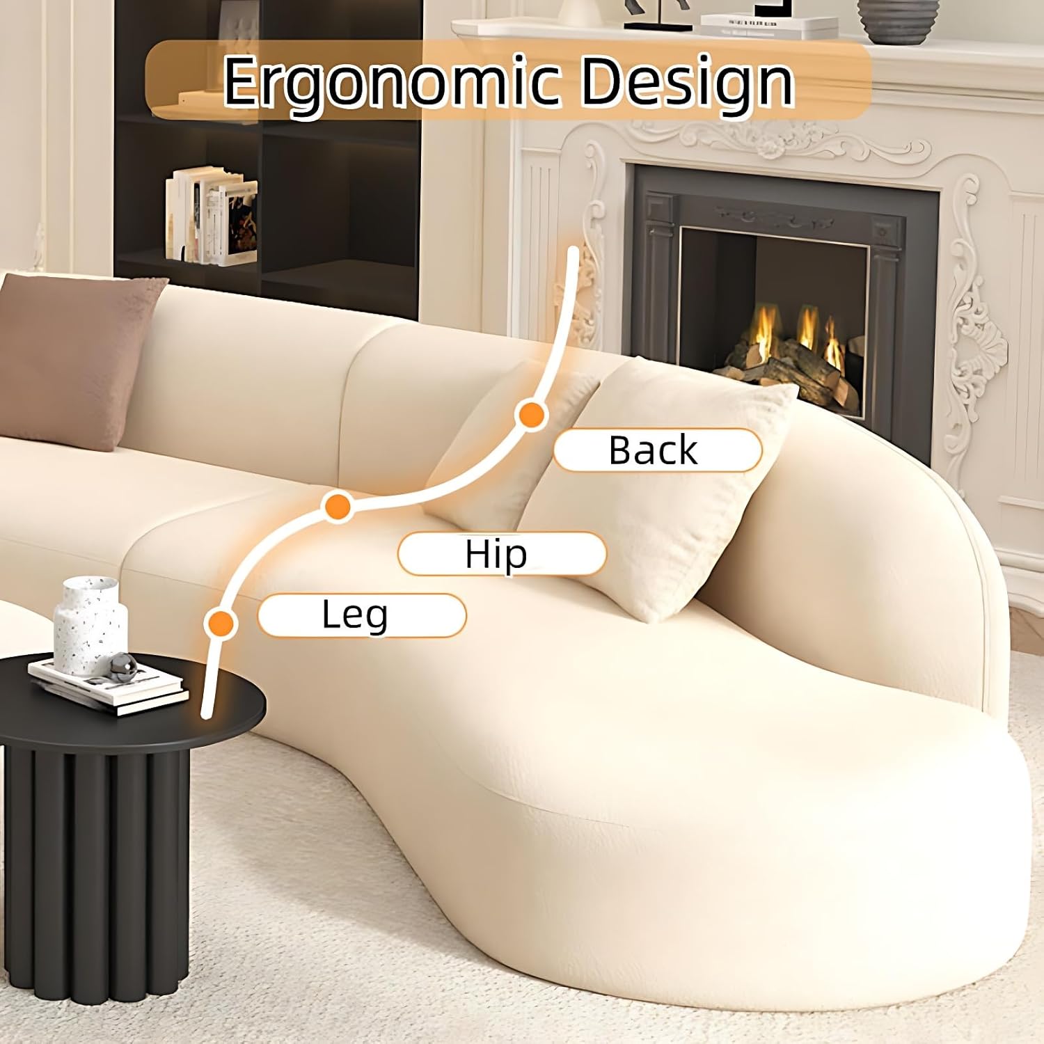 Luxurious Couches - Modular Sofa with Marble Coffee Table & Wood Frame | Sectional Sofa Set for Living Room, Reception Areas (Sofa + 2 Chair + Coffee Table, 72in)