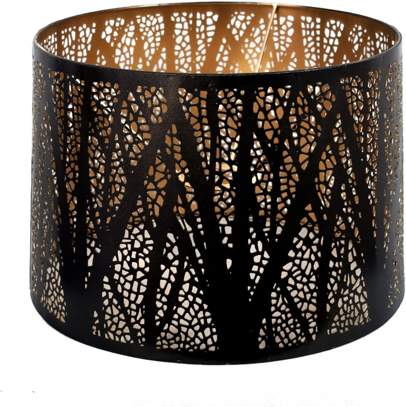 Metal Black Drum Lampshade for Table and Floor Lamps, Lamp Shade for Table Lamps, Lampshade Suitable for Bedroom, Study, Living Room, and Home Decor (12 Inches Dia)