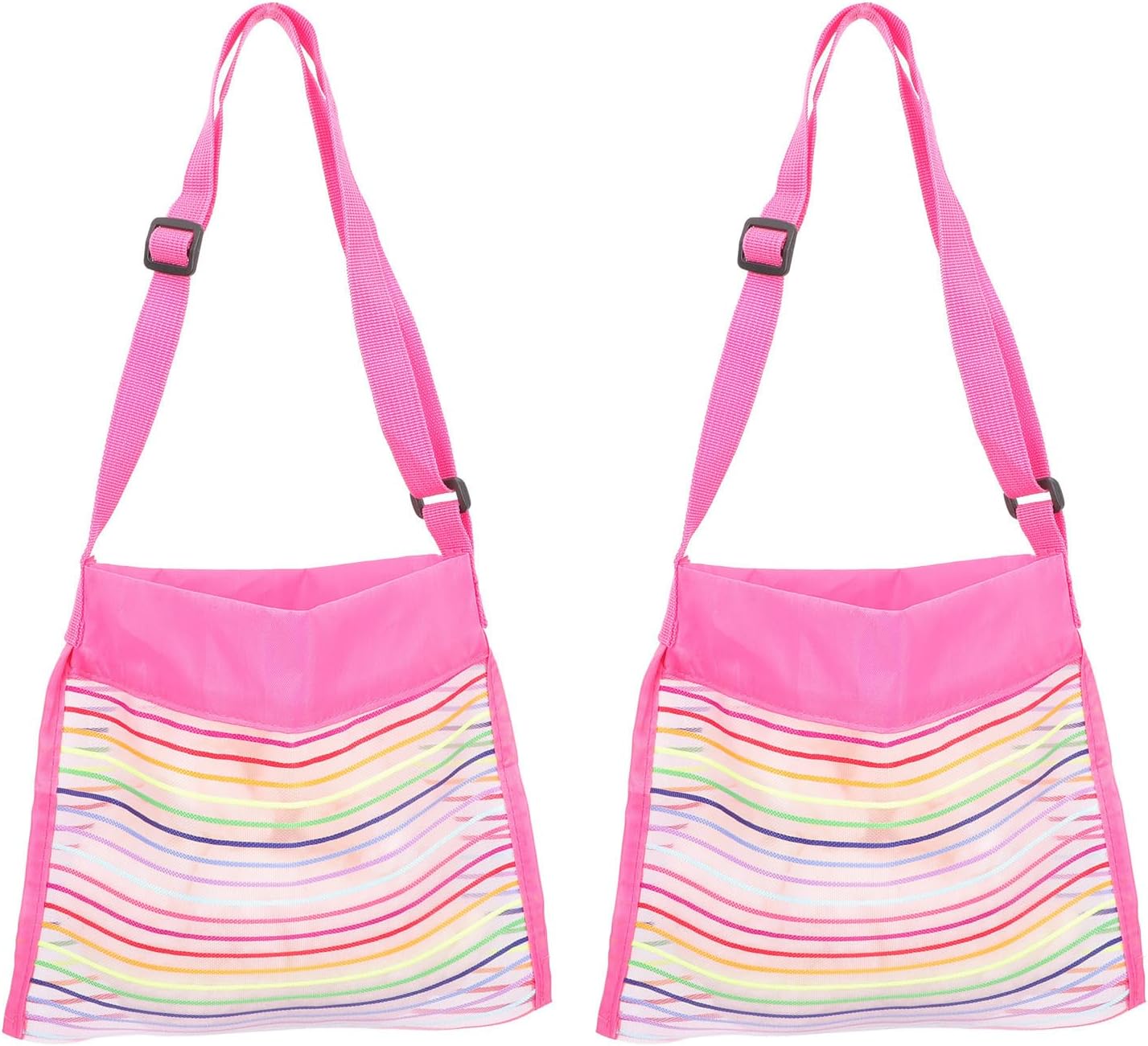 2pcs Beach Storage Bag Large Capacity Mesh Pink Handbag