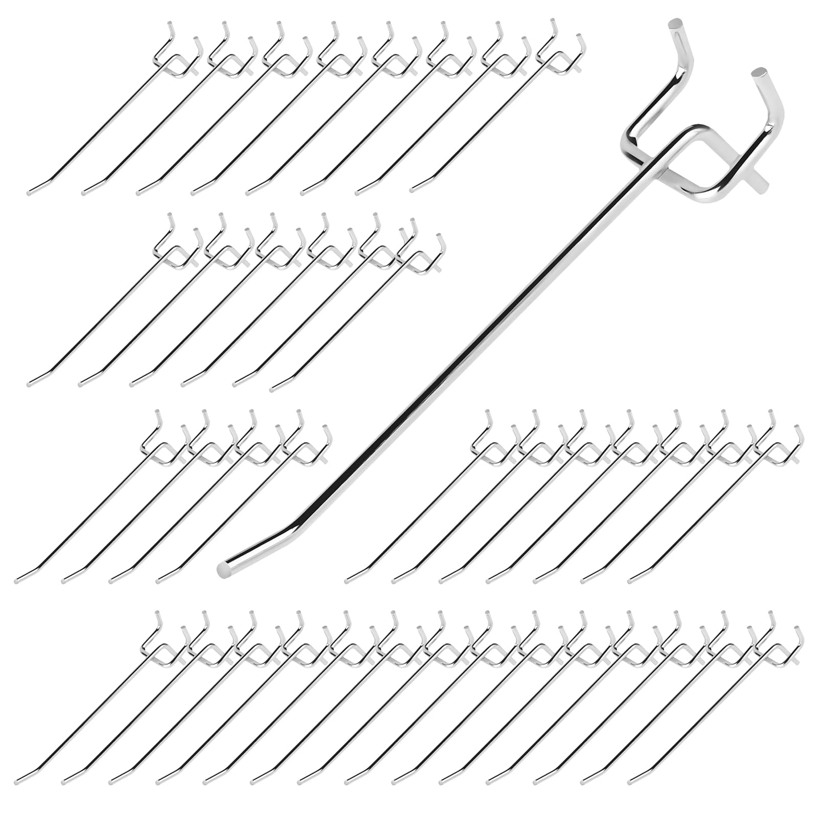 Crochets pour panneau perforé en inox 150mm Lot de 40 Argenté
