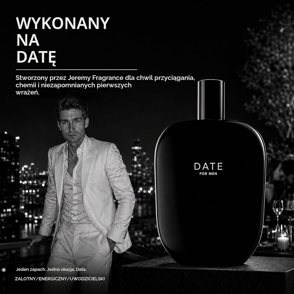 Fragrance One DATE dla mężczyzn 100 ml | Extrait de Parfum firmy Jeremy Fragrance, ciepły, orientalny zapach drewna z be
