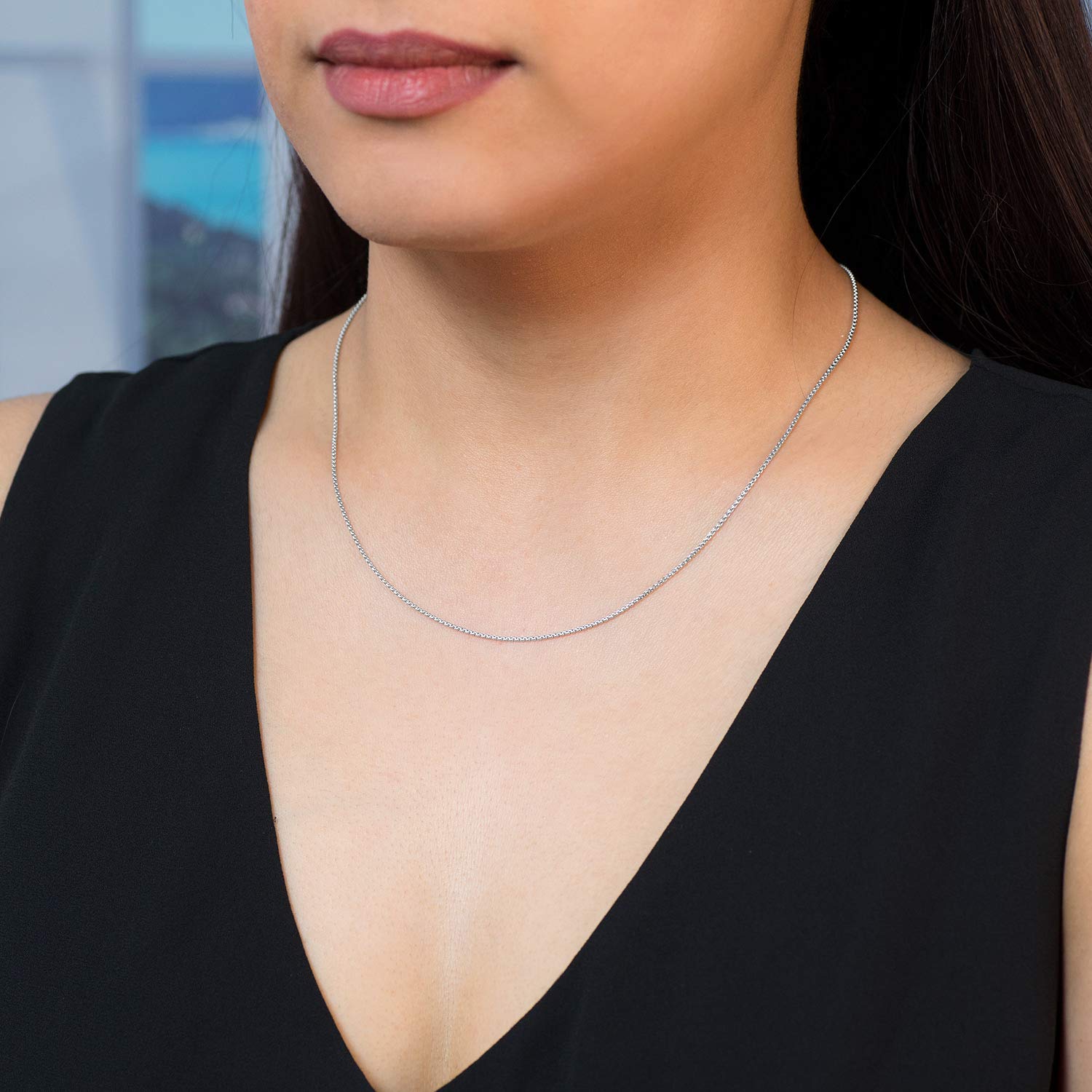 Materia K102 - Cadena veneciana de plata 925 rodiada para mujer, 1,2 mm, 40 – 70 cm