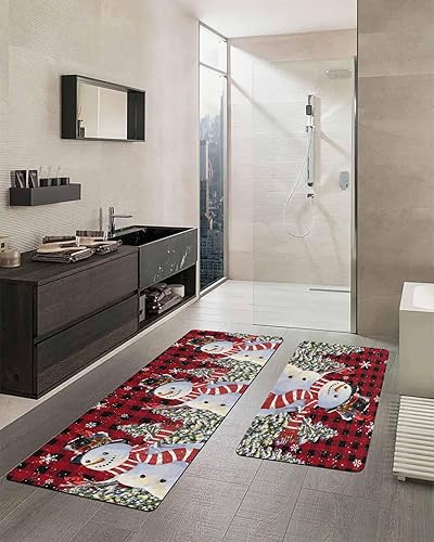 Miniatura 2 de Tapete de baño con diseño de muñeco de nieve y copo de nieve para bañera, antideslizante, de secado rápido y absorbente, tierra de diatomeas,