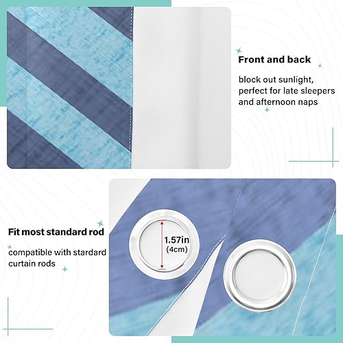 Miniatura 4 de Blue Diagonal Stripes Blackout Curtains for Bedroom 84 inches Window Curtain Panels for Apartment Curtains for Sliding Glass Door Closet Curtains
