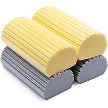 4Pcs Reusable Damp Clean Duster Sponge, Gray and Yellow