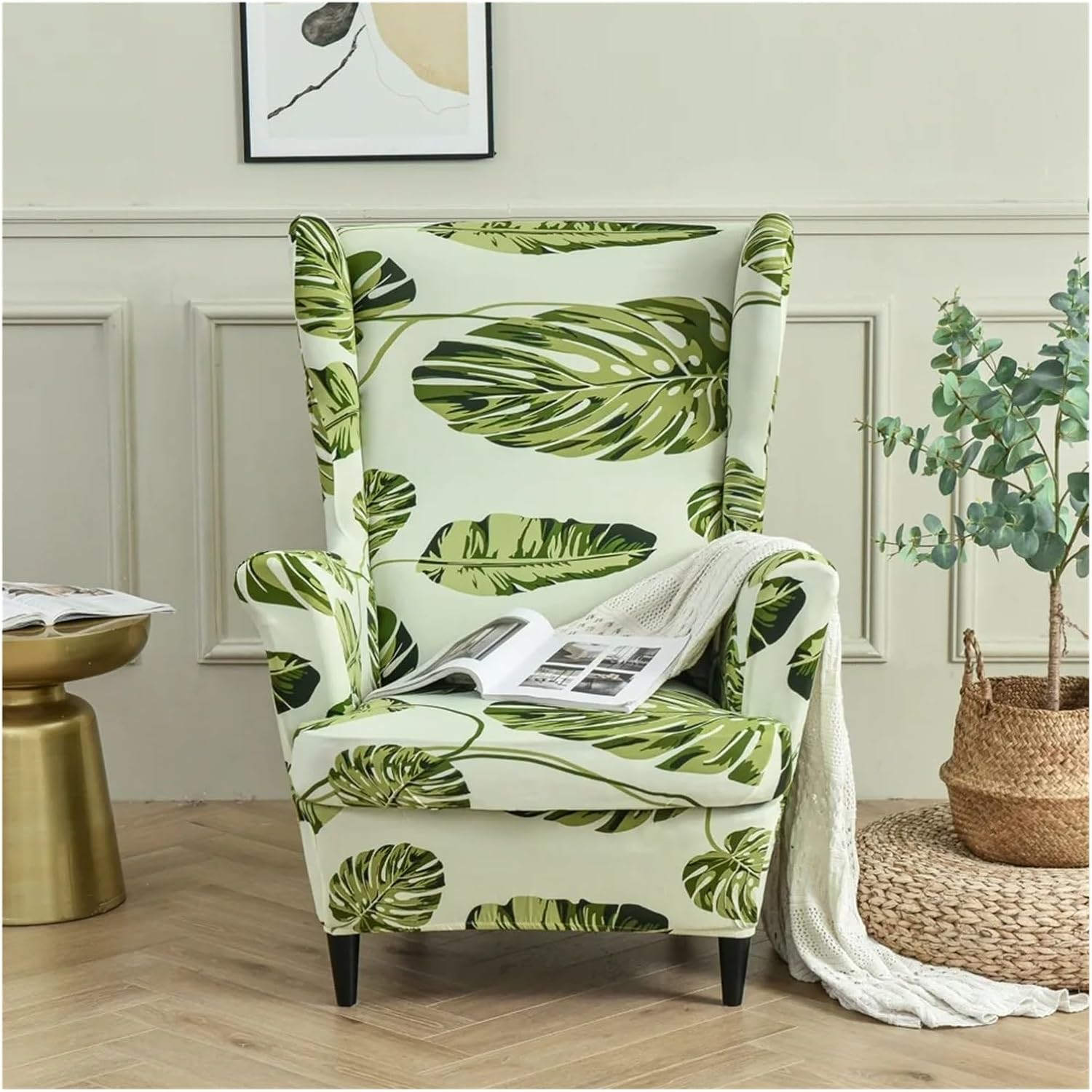 Chair Covers Armchair Stretch Printed Wingback Chair Covers Soft Spandex Armchair Slipcover Furniture Protector(9)