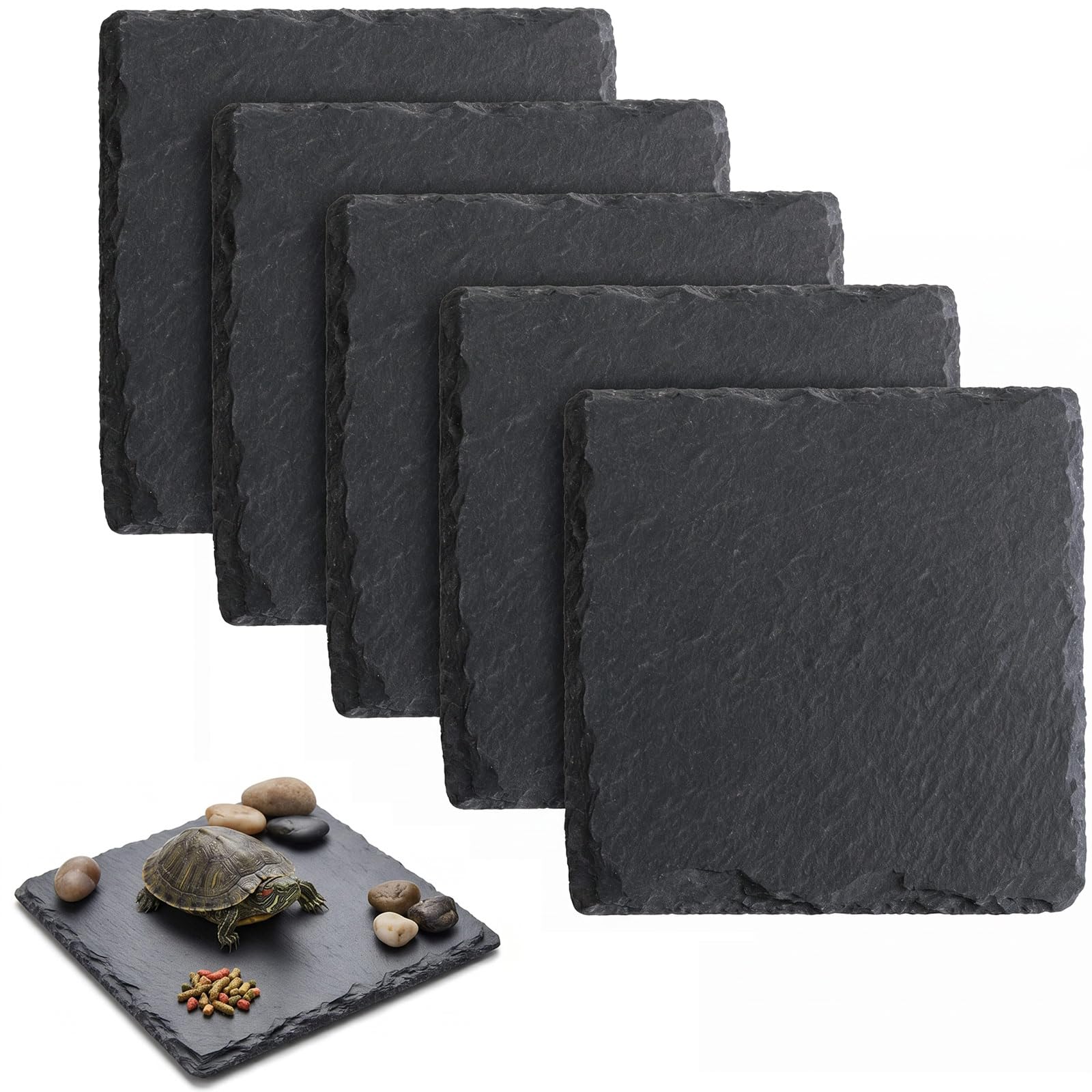 5Pcs Reptile Basking Platform Slate, 10cm Tortoise Bathing Resting Platform