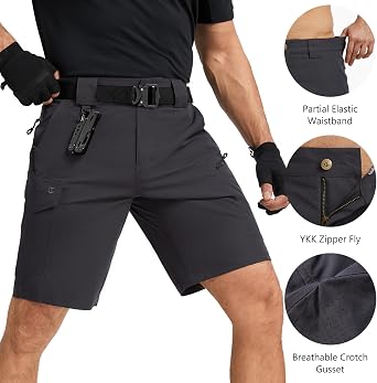 Men's Tactical Shorts 10.5 Ripstop Water Resistant Outdoor Cargo Shorts for Hiking Camping with 6 Pockets