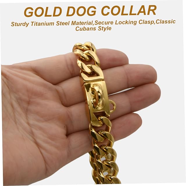 Foto 6 de 6 de Collar de Perro de Metal, Collar de Perro de Cadena de Oro con Cerradura Segura