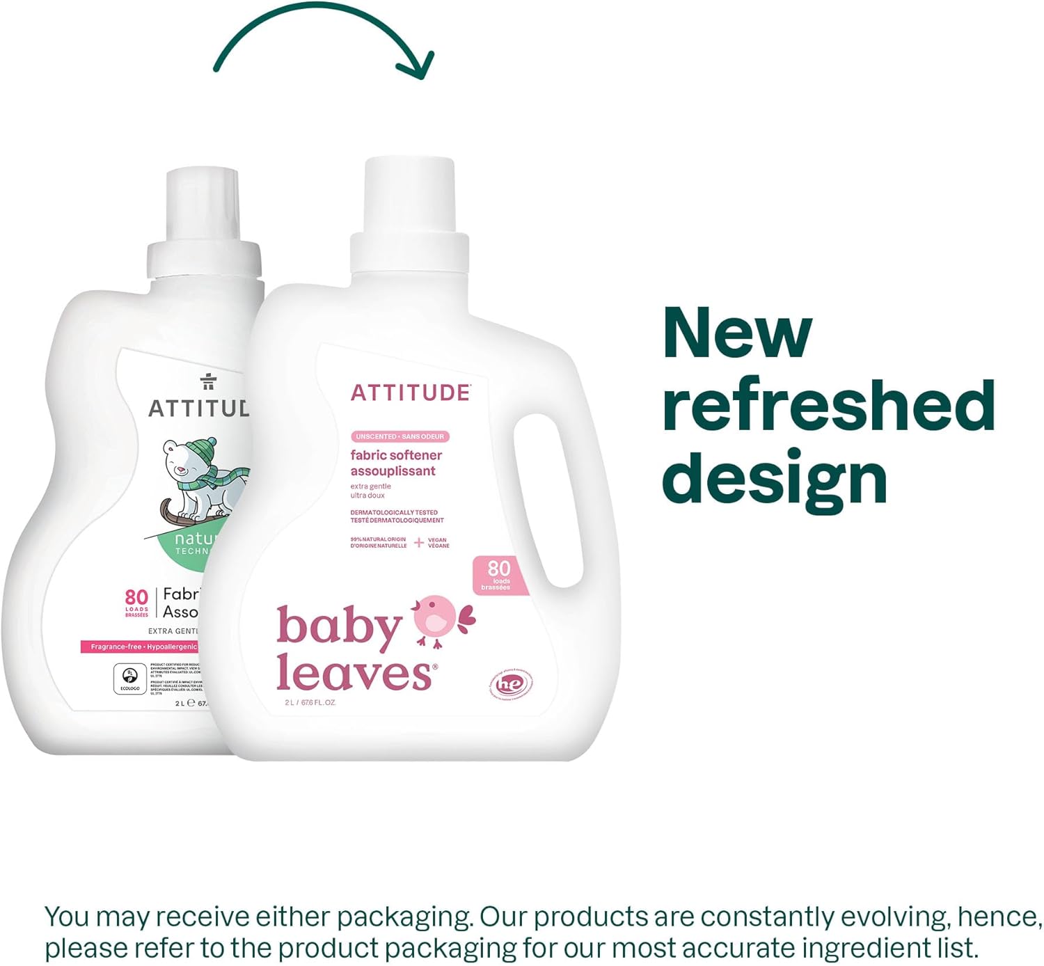 ATTITUDE Baby Fabric Softener, Plant and Mineral-Based Ingredients, HE Compatible, Vegan and Cruelty-free Laundry and Household Products, Unscented, 80 Loads, 67.6 Fl Oz - Image 2