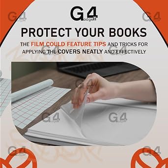 G4GADGET Transparent Self-Adhesive Book Cover Film, Clear Sticky Back Plastic, 33cm x 3m, Waterproof, Ideal for Books, School Textbooks, Drawings, Car Manuals, Documents, Exercise Books