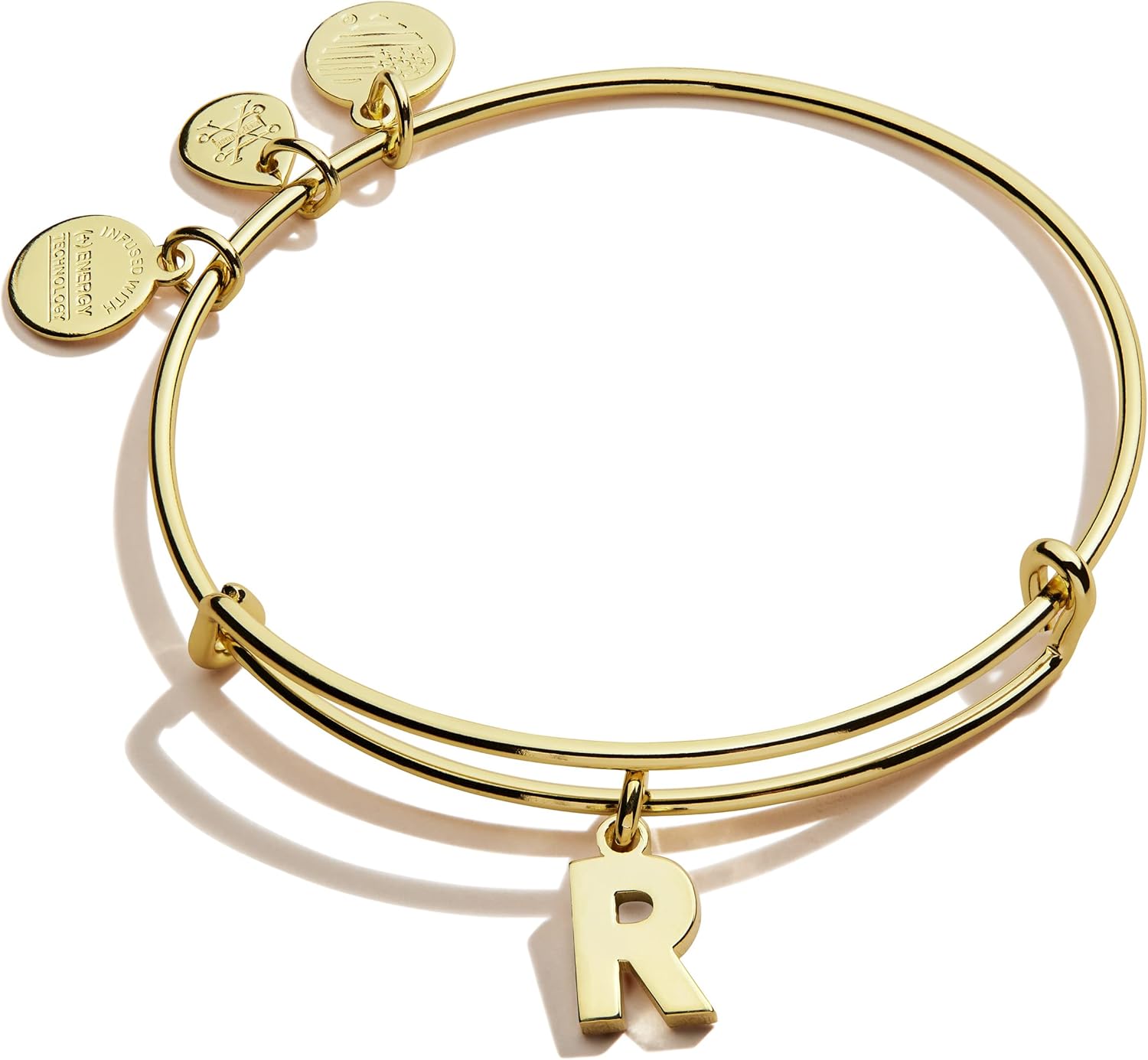 Alex and Ani Expandable Bangle for Women, Initial R Letter Charm, Shiny Gold Finish, 2 to 3.5 in : Clothing, Shoes & Jewelry