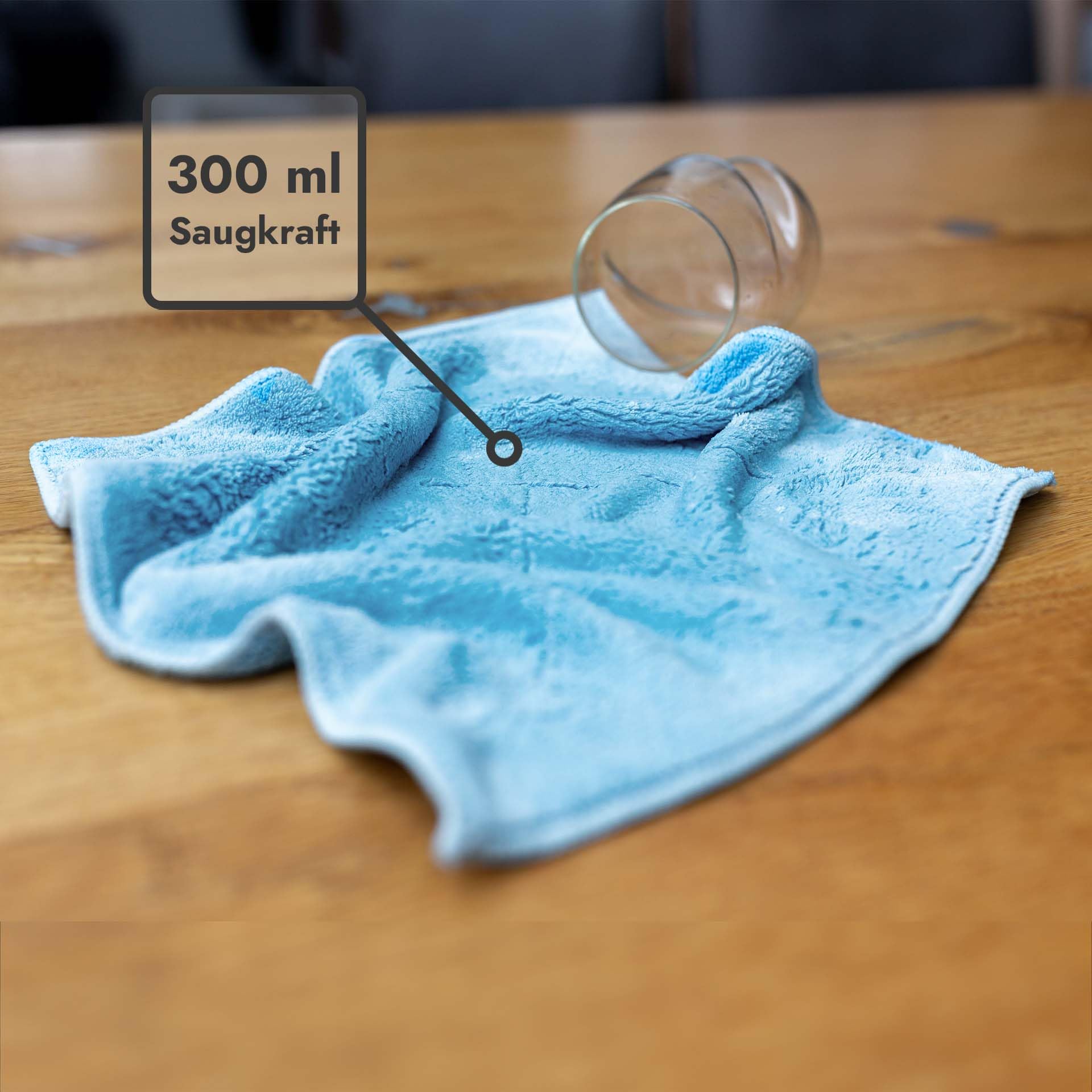 unicopuro® Soft Touch Microfasertuch 30 × 30 cm blau 8er Set – 300 ml Flüssigkeitsaufnahme – offene Faser ohne Schlaufen – ultraweiches, hochfloriges Reinigungstuch, 60 °C waschbar
