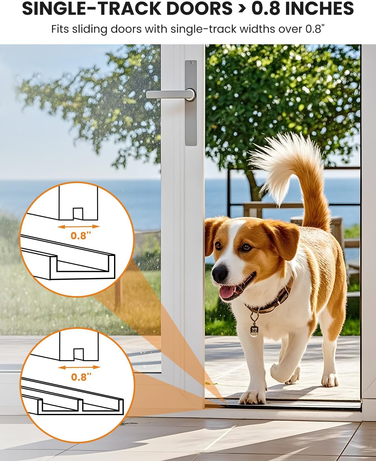 Dog Door for Sliding Glass Insert for Cat Doggie Doggy Pet Doors with Lock, Adjustable Height 74.8" to 80.71"