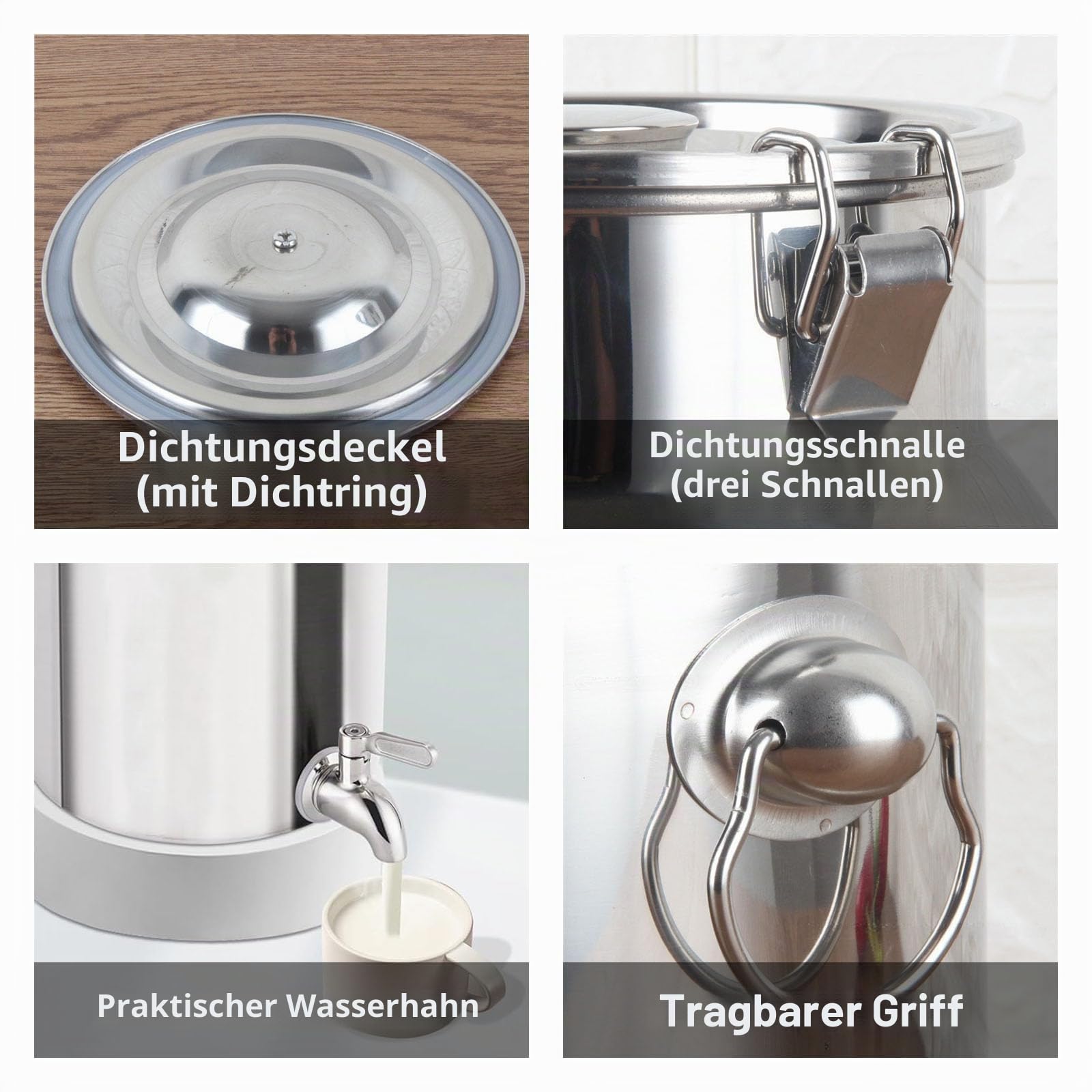 Edelstahl Milcheimer Milchkanne Mit Zapfhahn Edelstahl Transportbehälter Zur Aufbewahrung Von Flüssigkeiten Und Feststoffen,5L
