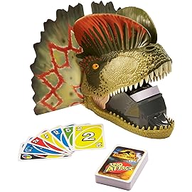 Mattel Games UNO Attack Jurassic World Domination Card Game for Kids & Family Night with Dinosaur Card Launcher, Lights & Sounds (Amazon Exclusive)