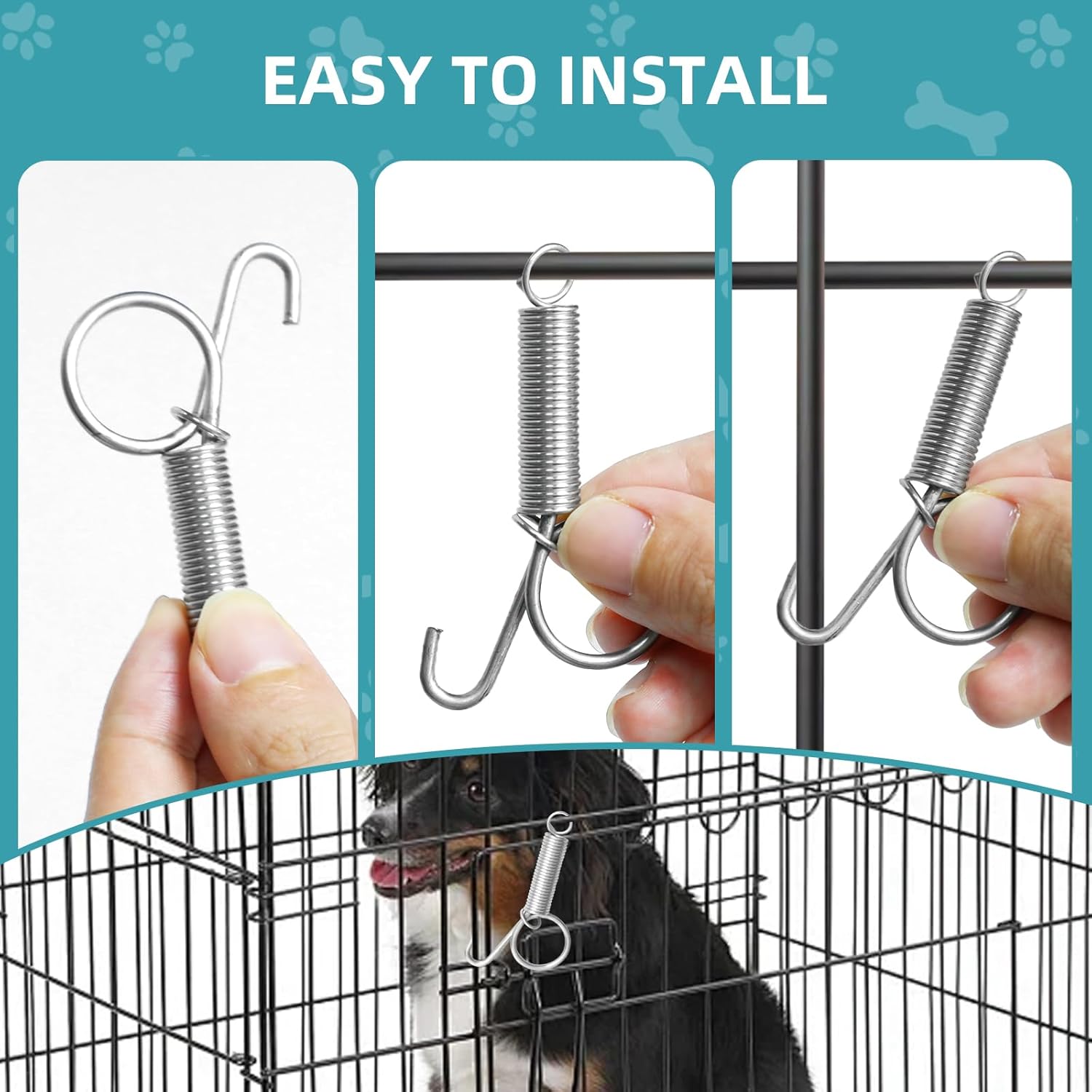 24Pcs Spring Door Latch,Spring Latch Hook,Pet Door Latch,Cage Clips,Metal Finger Spring Latch Hook, Multi Functional Pet Cages Door,Spring Latch