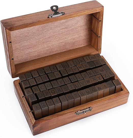 Alphabet Stamps Set 70pcs Letter Number Symbol Vintage DIY Craft Card Making Wood Rubber Stamp