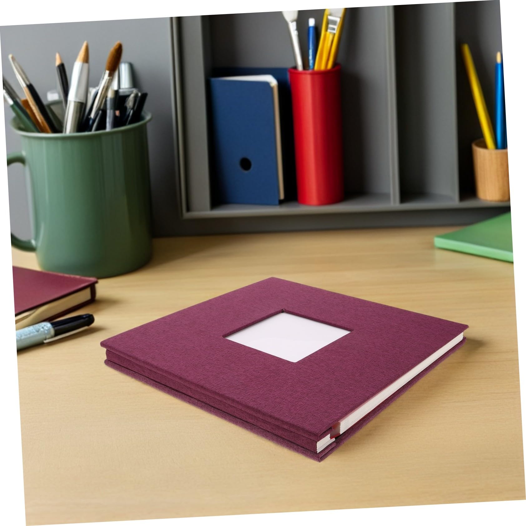Álbum de Fotos Autoadhesivo Púrpura con Ventana, 40 Páginas de Lino
