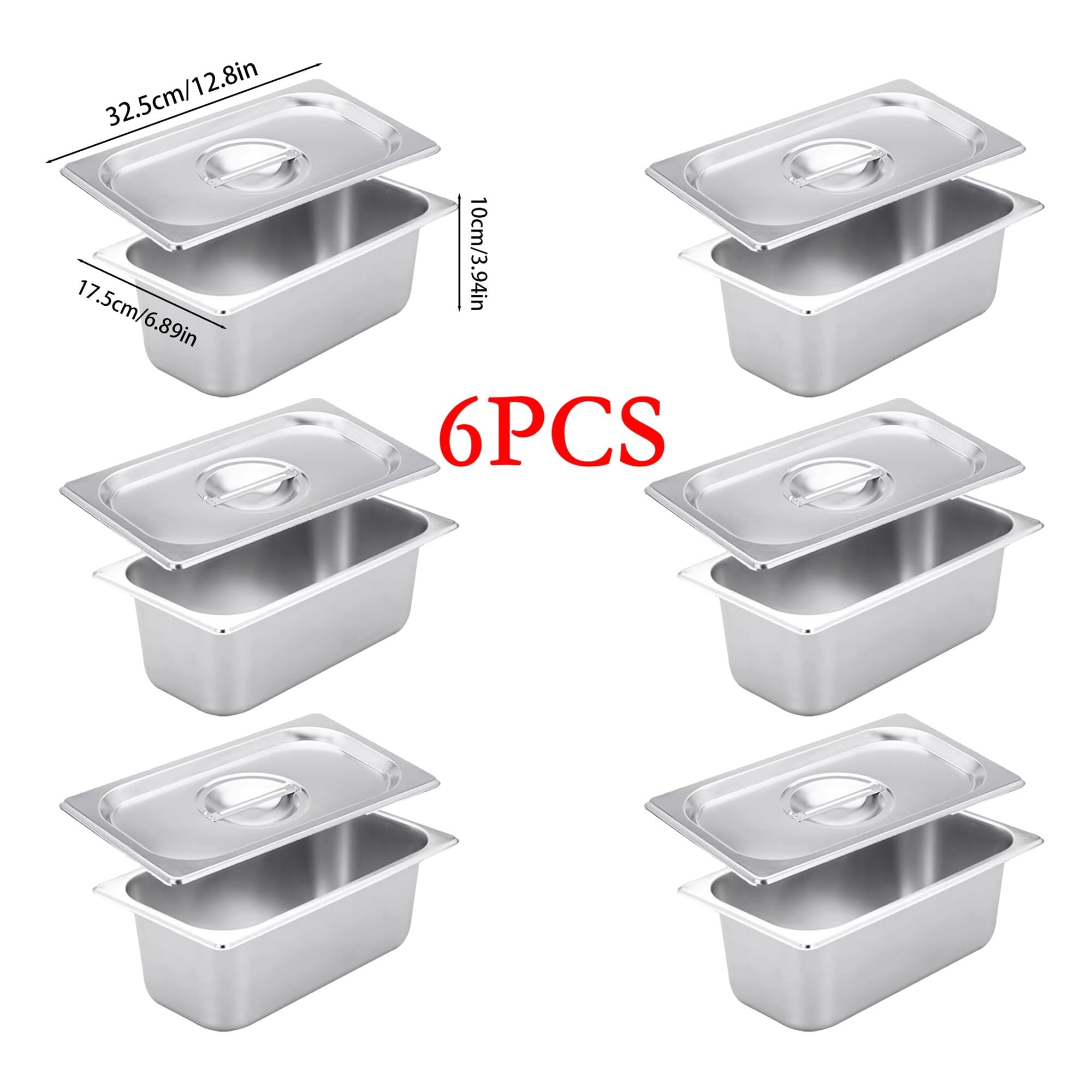 Set di contenitori for alimenti in acciaio inossidabile con coperchi -(6pcs)