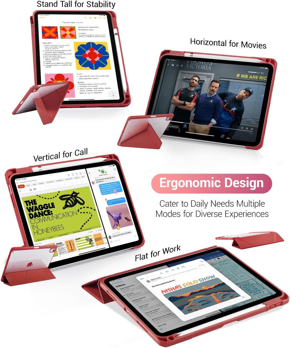 Case for iPad (A16) 11th Generation, iPad 10th Gen Cover, WineRed thumbnail