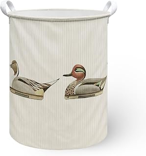 Vintage Duck Baby Boy Laundry Hamper Basket, Mallard Duck Nursery Decor Dirty Clothes Hamper, Neutral Hunting Decor Collapsible Laundry Bin Organizer Storage Basket for Boys Room, 13.8x17.8inch