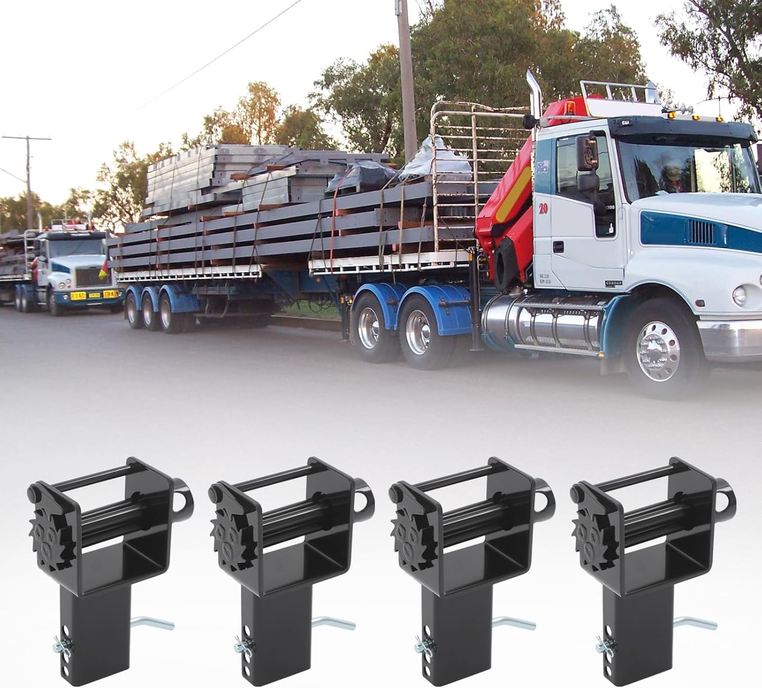 4 Pack Trailer Stake Pocket Winch, Winch Flatbed Utility Capacity 5400 lbs, Heavy Duty Carbon Steel Winch for Flatbed and Truck Stake Pockets