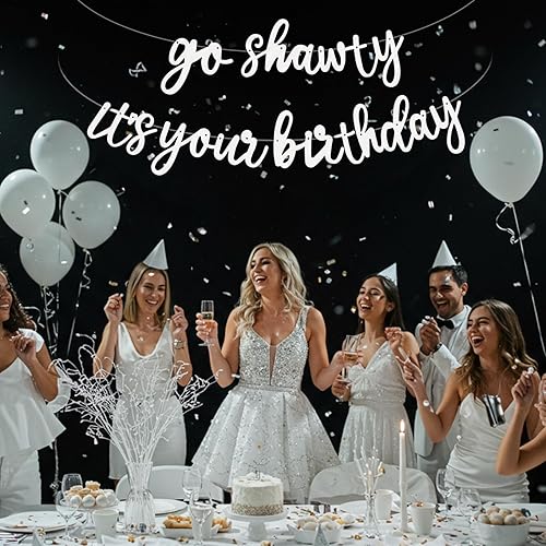 Miniatura 182 de BEISHIDA Cartel Purple Go Shawty It's Your Birthday - No DIY - Cartel de feliz cumpleaños con purpurina con temática de hip hop, pre-encordado