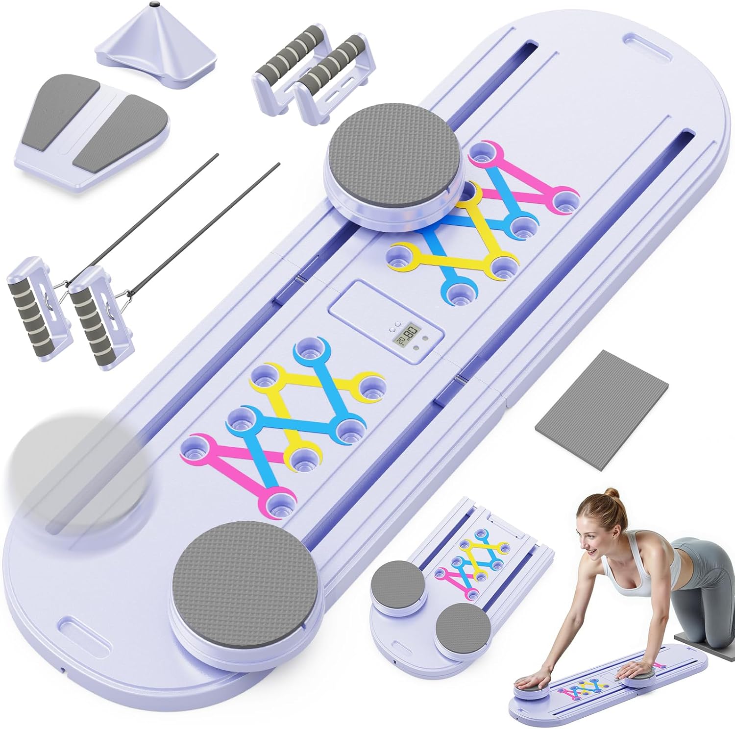 Pilates Reformer Equipment for Home Workout – Portable Core & Ab Exercise Machine for Women, Easy-to-Use Pilates Board for Full Body Toning, Lightweight Fitness Gear for Beginners & Busy Moms