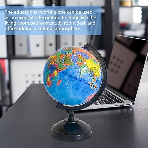Miniatura 6 de Globo mundial geográfico de 6 pulgadas para niños, globo educativo con soporte, decoración decorativa giratoria de mapa del mundo, globo político