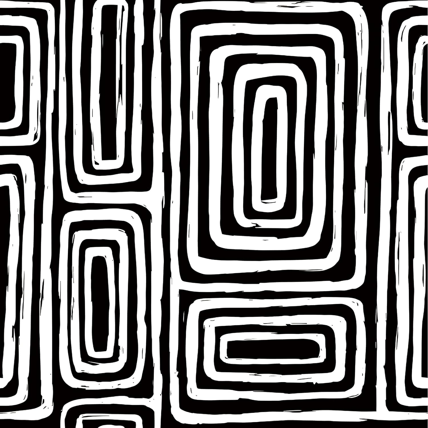 Black and White MCM Wallpaper Peel and Stick Abstract Geometric Wallpaper Removable Self Adhesive Line Art Vinyl Masculine Bold Black and White Contact Paper for Cabinets Bathroom 17.5x80