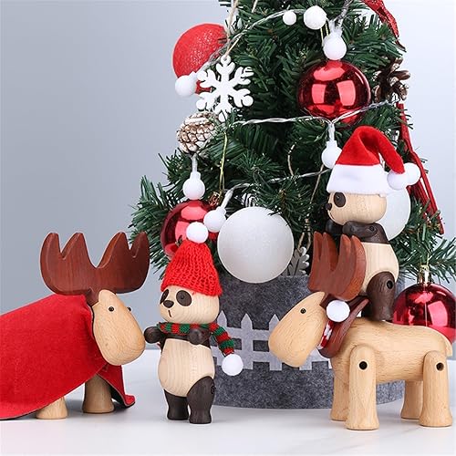 Miniatura 8 de suruim Adorable estatua de panda de madera maciza creativa linda muñeca de panda de madera maciza, adornos encantadores y modernos para joyas,